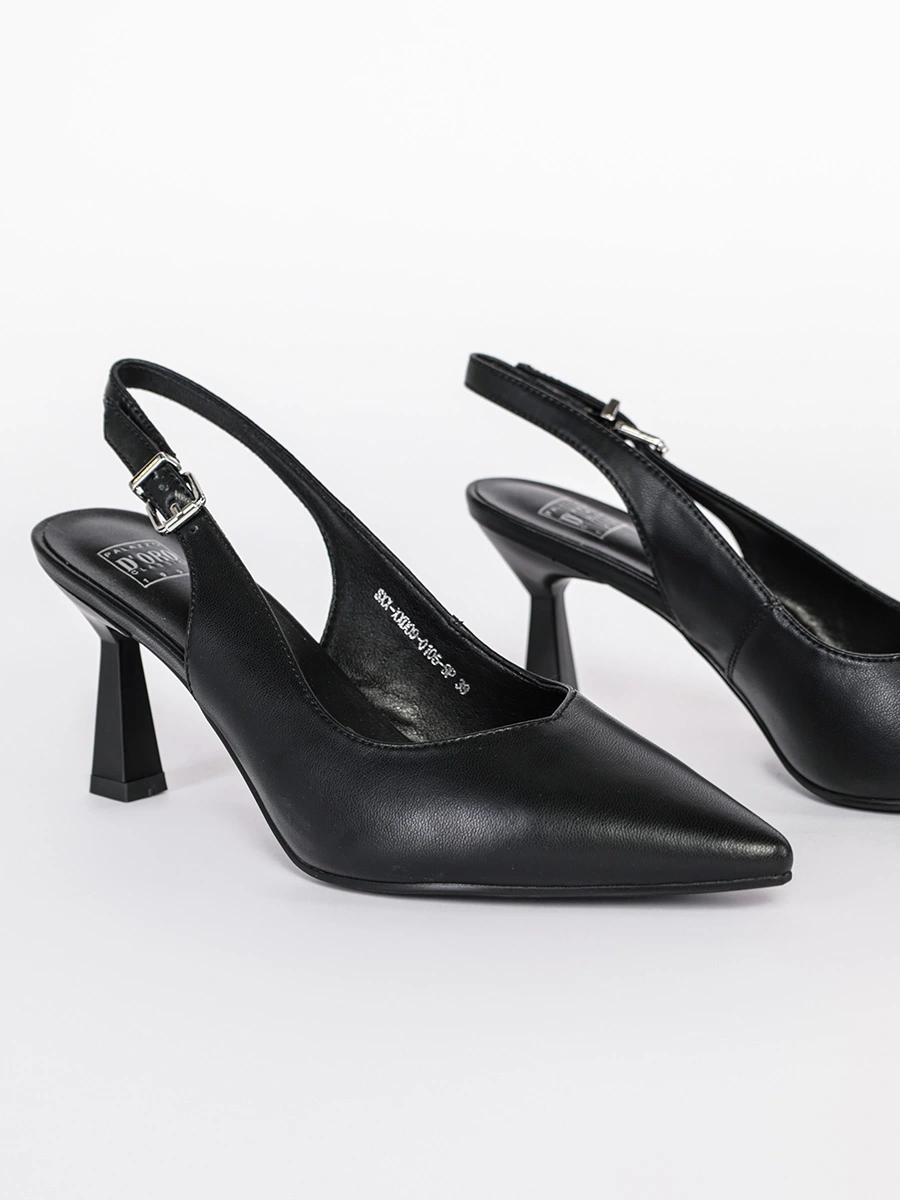 Туфли-слингбэки черного цвета из натуральной кожи